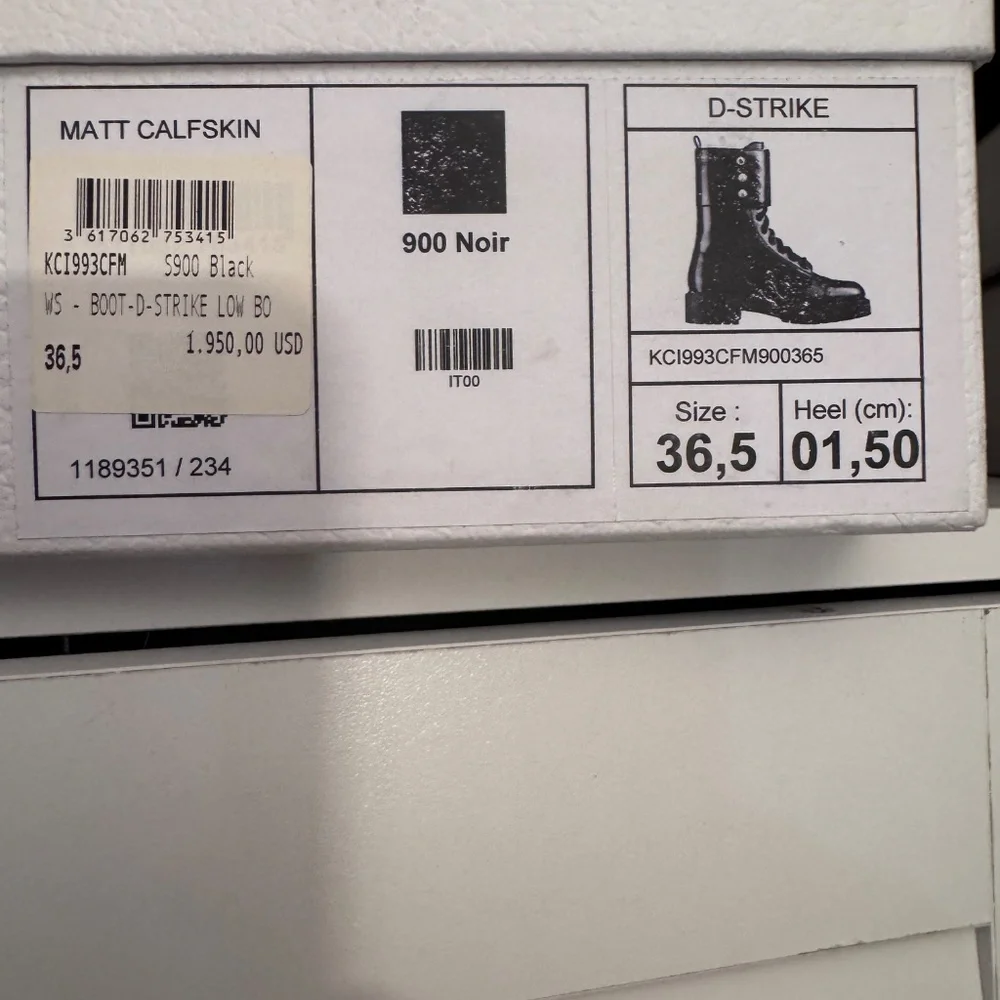 Dior D-Strike Combat Ankle Boots Black Calfskin Leather Size [size 6) - Picture 2 of 9